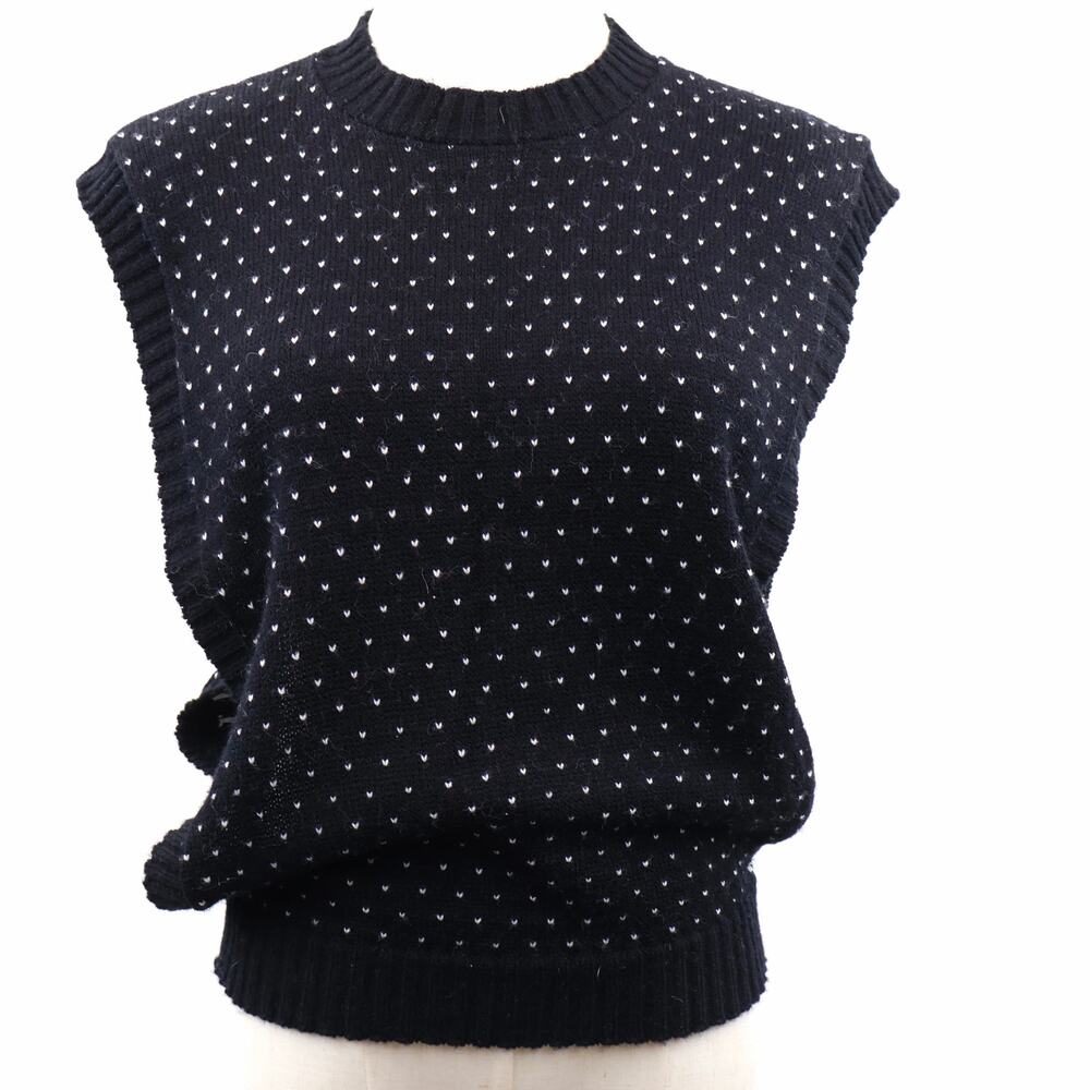 Vintage JCPenney JR-HI Sweater Vest Youth M 10-12 Black White Heart Knit 70s 80s - Picture 2 of 8